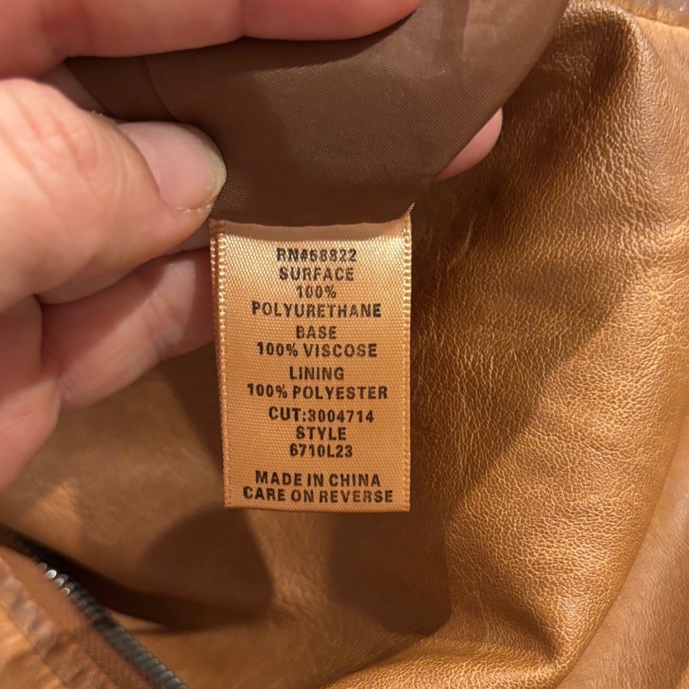 Max Studio Tan Faux Leather Jacket - Picture 7 of 8